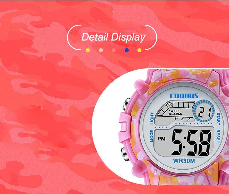 Camouflage Kids Watches LED Colorful Flash Digital Waterproof Watch Sport Multi Function 30M with Alarm Stopwatch Digital for Boys & Girls
