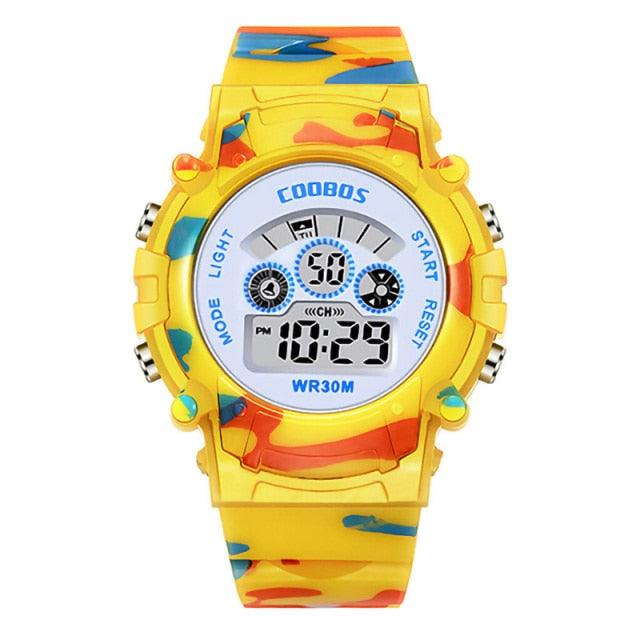 Camouflage Kids Watches LED Colorful Flash Digital Waterproof Watch Sport Multi Function 30M with Alarm Stopwatch Digital for Boys & Girls