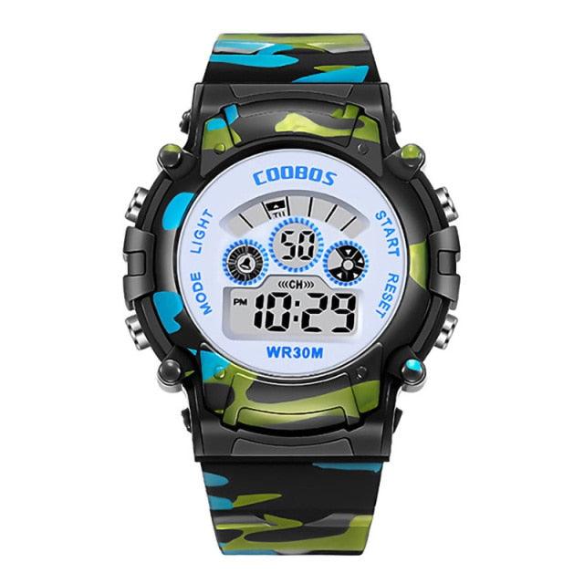 Camouflage Kids Watches LED Colorful Flash Digital Waterproof Watch Sport Multi Function 30M with Alarm Stopwatch Digital for Boys & Girls