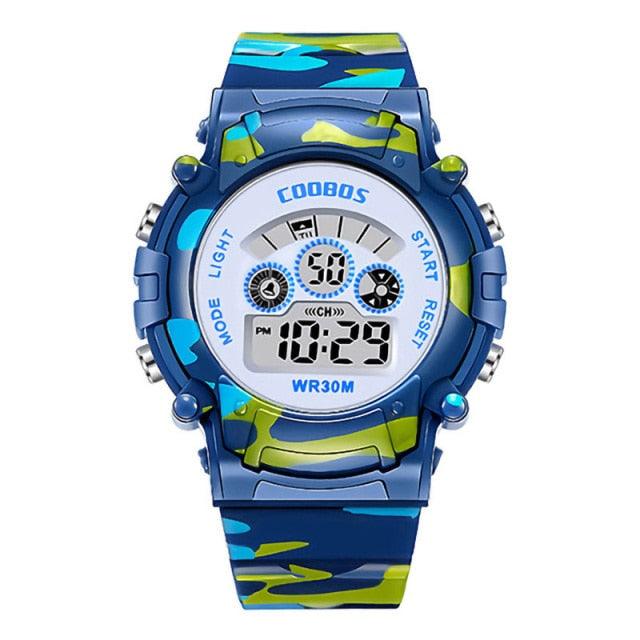 Camouflage Kids Watches LED Colorful Flash Digital Waterproof Watch Sport Multi Function 30M with Alarm Stopwatch Digital for Boys & Girls
