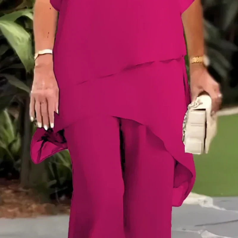 Carly | Chic Asymmetrical Top and Pants Set