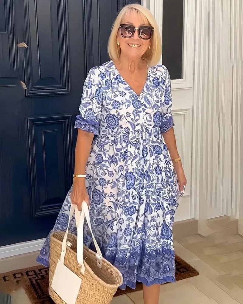 Velora™ V-Neck Boho Dress