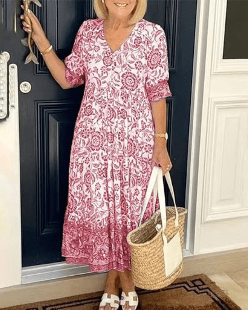 Velora™ V-Neck Boho Dress