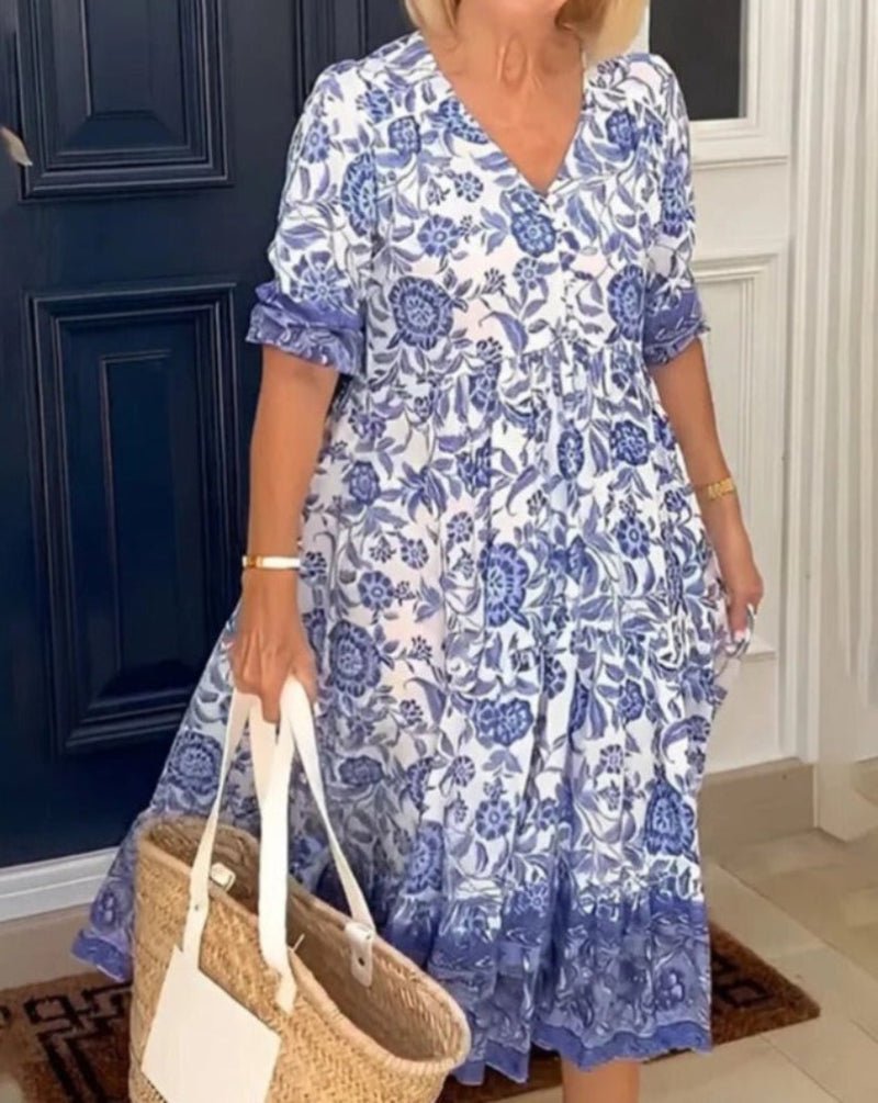 Velora™ V-Neck Boho Dress