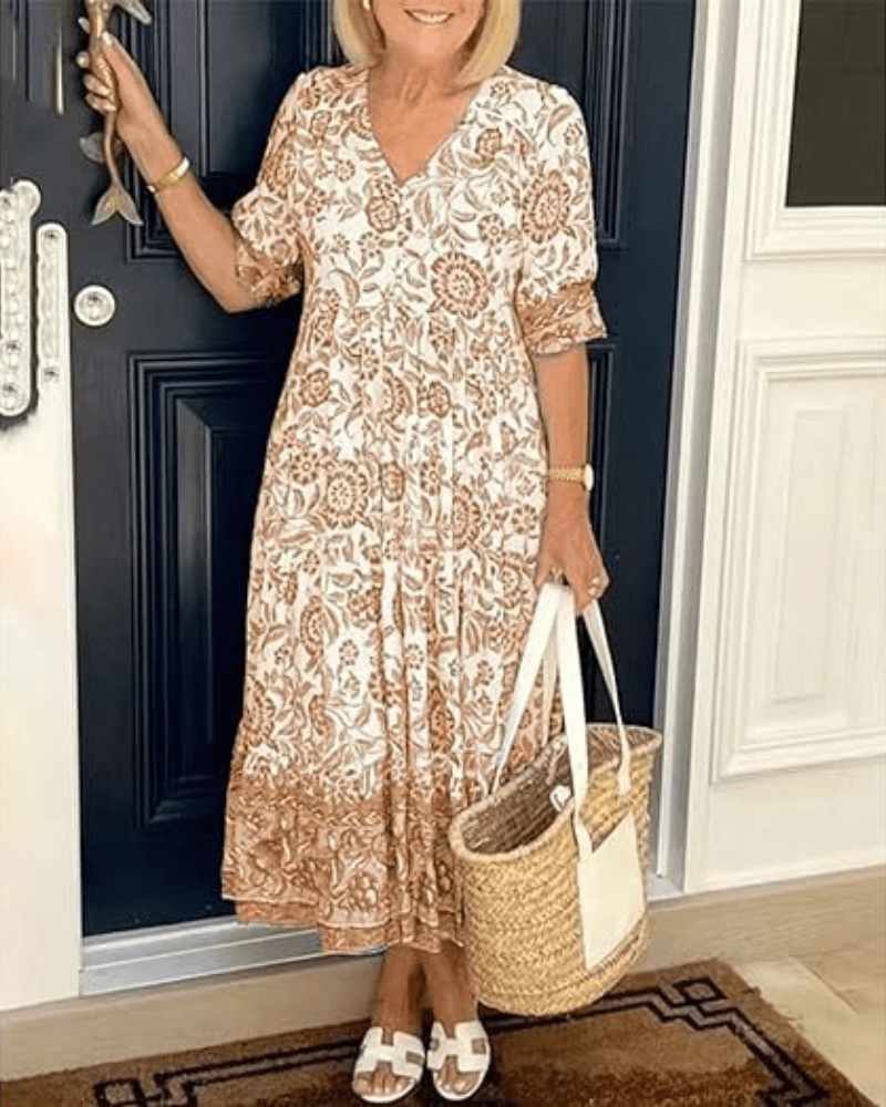 Velora™ V-Neck Boho Dress