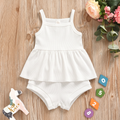 Baby Summer Clothing Newborn Baby Girls Casual Sleeveless Solid organic cotton Tops + Shorts 2pcs Clothes Set 1-3Years